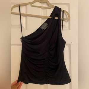 Black Anthropologie One Shoulder Tie Top